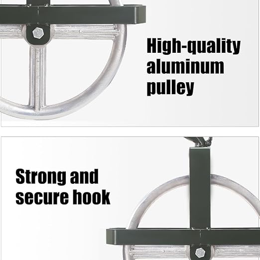 POPMOON Scaffold Hoist Pulley 12" Scaffolding Wheels Aluminum Pulley Wheel 1000lbs Ladder Hooks Pulleys for Lifting with Rope