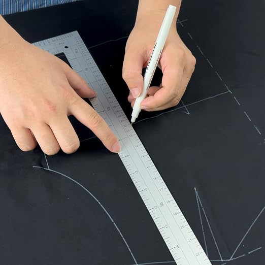 KEARING L-Square Curve Ruler,24 x 14inch and 60 x 35cm Aviation Aluminum Fashion Designer's Ruler for Pattern Making