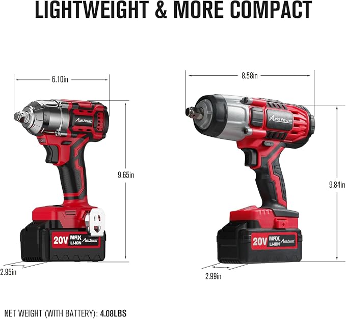 AVID POWER 1/2 Impact Wrench Brushless, 20V Cordless Impact Gun w/ 3 Variable Speeds, Max Torque 370ft-lbs (500N.m), 3.0Ah Li-ion Battery, 4Pcs Impact Sockets, Fast Charger