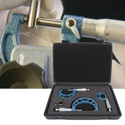 3Pcs Industrial Tools Premium Outside Micrometer Set Precision Machinist Tool 0-75mm with Carbide Tips