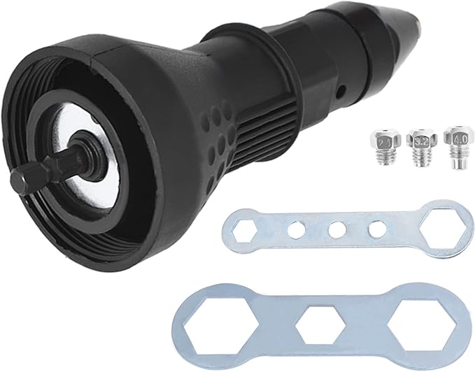 Electric Rivet Nut Gun Drill Adapter Tool Kit, Cordless Riveting Tool Insert Nut Adaptor Drill Adapter, Black