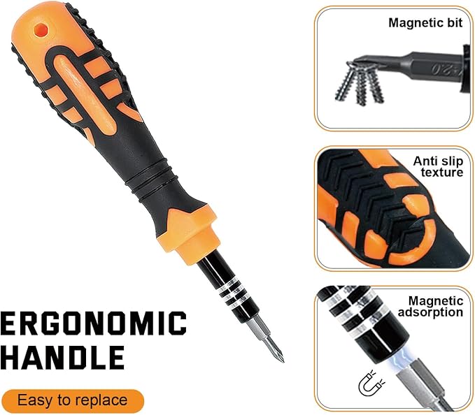 JAKEMY 33 In 1 Precision Screwdriver Set, Magnetic Tips Small Screwdriver Kit with Multi Replaceable Torx Bits, DIY Tool Electronics Repair Kit with Tweezers for Phone, Laptop, Computer, Watch, Bell