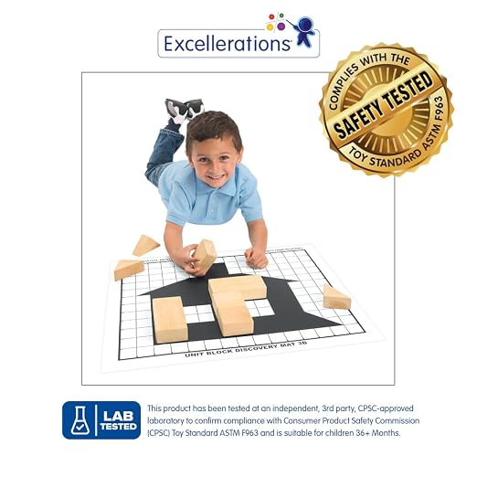 Excellerations 23.75 x 19.25 inch Unit Block Discovery Mats Set of 6, Early STEM Engineering, Kids Educational Toys