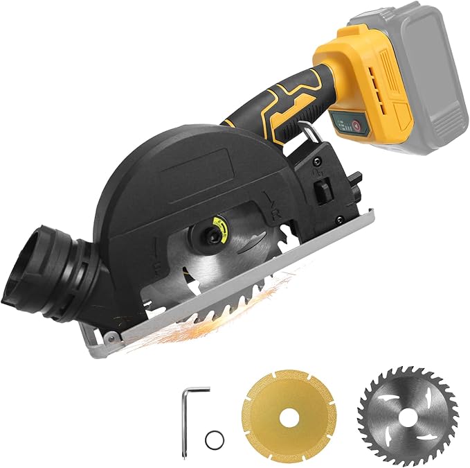Cordless Mini Circular Saw for Dewalt 20v Battery, 4" Brushless Power Circular Saws, 12000RPM Small Circular Saw，2 Blade, Cutting Depth 0.8"(20mm) for Metal, Wood, Plastic(No battery)