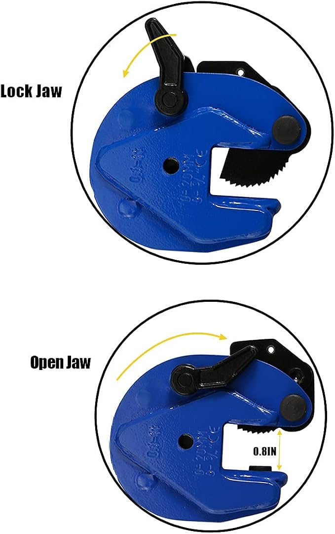 Vertical Plate Clamp, 2200lbs/1T Plate Lifting Clamp Jaw Opening up to 0.8 inch, for Lifting and Transporting