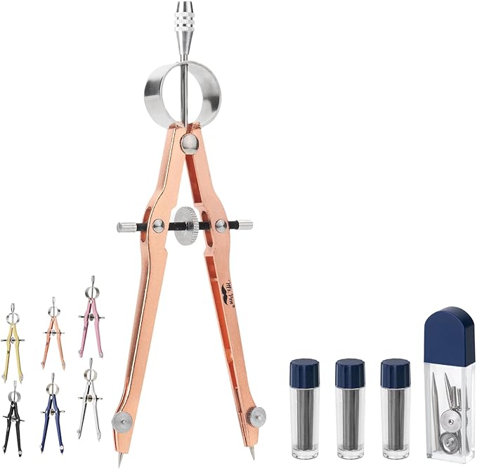 Mr. Pen- Professional Compass for Geometry, Extra Lead, Metal Compass Drawing Tool for Students, Drafting and Engineering, Technical Drawings, Circles and Geometry Projects