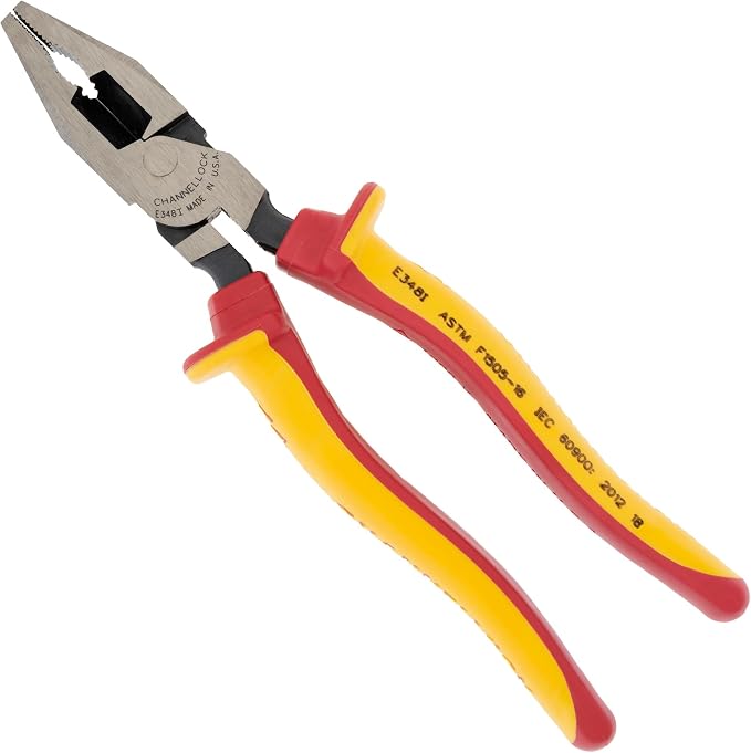 CHANNELLOCK 348I 8-inch XLT Combination Linemen's Pliers w/ 1000V Insulated Grip, Made in USA, Forged High Carbon Steel