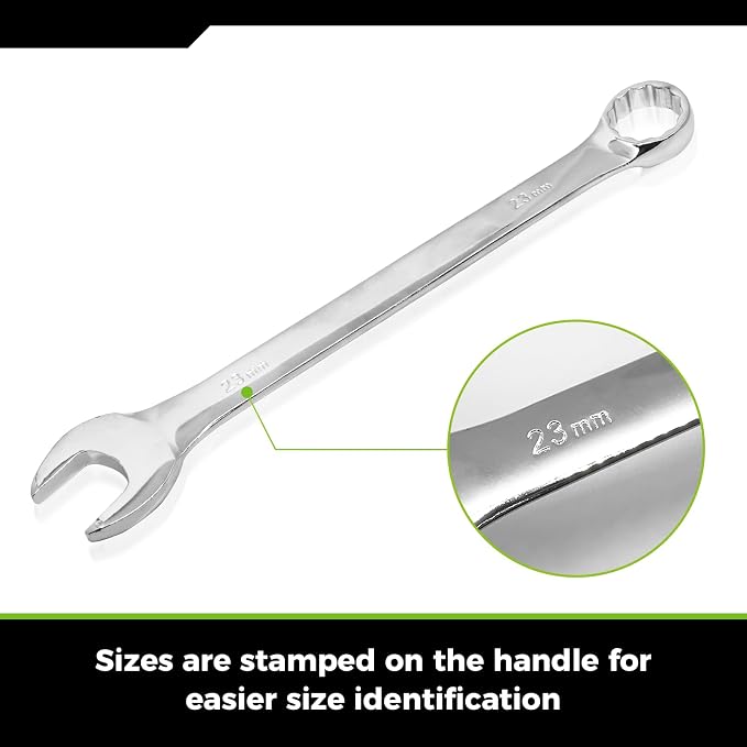 Der Erwachte 5Pc Metric Wrench Set, Large wrench set | 23mm,24mm,26mm,27mm,30mm, long big open end combination wrenches, roll-up storage pouch