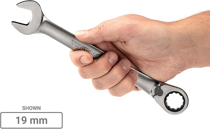 TEKTON Reversible Ratcheting Combination Wrench Set, 14-Piece | WRC94002 | (6 - 19 mm), 12-Point, Satin Chrome Finish