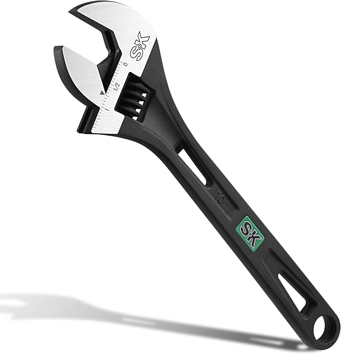 SK 10-Inch Adjustable Wrench, 2.6X ANSI Strength, Black Phosphate Finish | Heavy Duty High-Torque, 1.3'' Jaw Capacity, Premium Cr-V Steel, SAE & Metric Scale