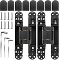 Onedaful 2 Kits 6 inch Stainless Steel Hidden Door Hinges Invisible Hinges for Door, 180 Degree Swing Concealed Hinges, 3 Way Adjustable & Heavy Duty for Secret Door (Load-Bearing Up to 170lbs)