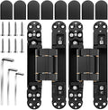 Onedaful 2 Kits 7 inch Stainless Steel Hidden Door Hinges Invisible Hinges for Door, 180 Degree Swing Concealed Hinges, 3 Way Adjustable & Heavy Duty for Secret Door (Load-Bearing Up to 170lbs)