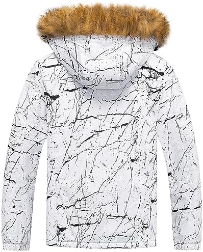 Pursky Men's Waterproof Ski Jacket Winter Snow Coats Fur Hooded Raincoats Parka