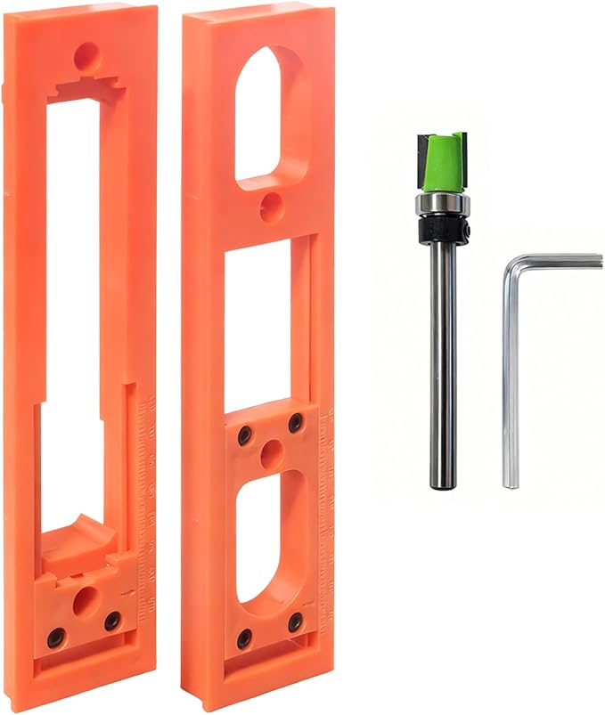 Concealed Door Hinge Installation Kit with Guide Template Jig, 5.3-7.8 Inch Door Hinge Positioning Tool, Lightweight Router Template for Woodworking, 0.98" Width