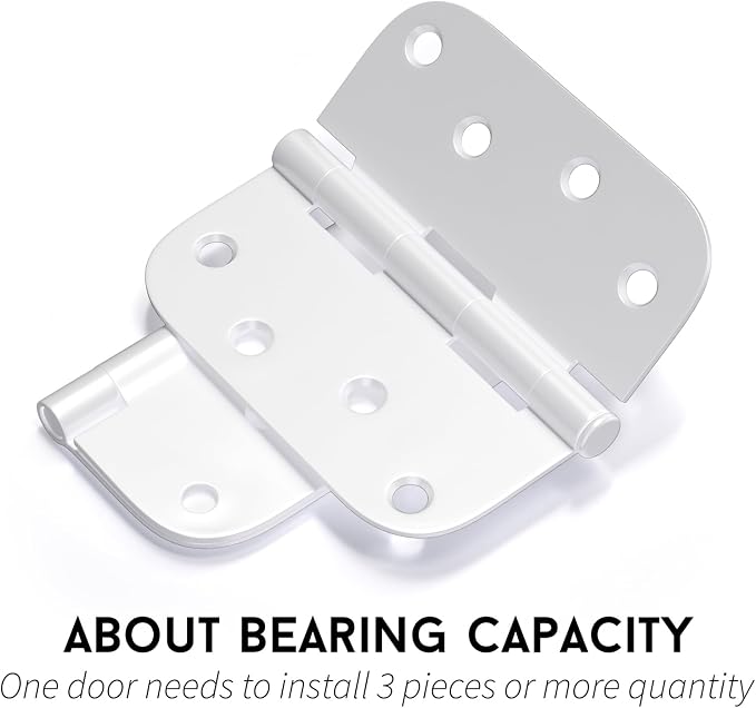 goldenwarm 24 Pack 4 inch Door Hinges, Heavy Duty Interior & Exterior Door Hinges 4in x 4in with 5/8" Radius Corners White Door Hinge