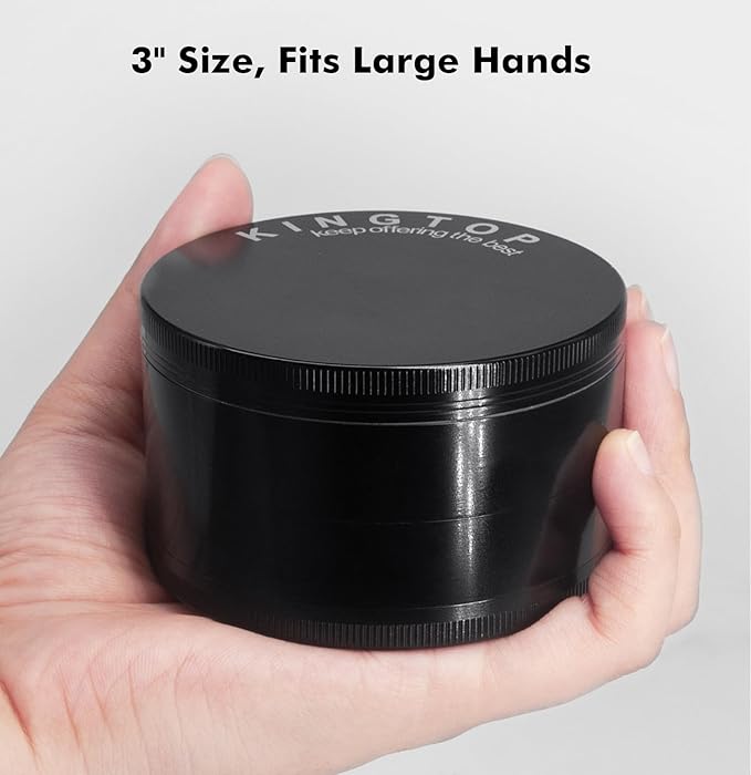 KINGTOP Grinder, Large 3" Spice Grinder (Midnight Black)