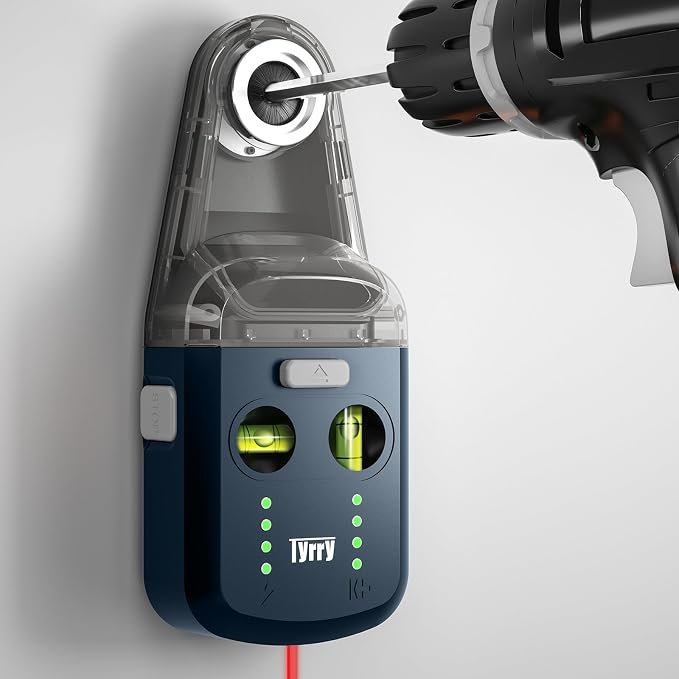 4-in-1 Laser Level Tool with Line Laser, Drill Dust Collector, Wall Bracket, Electronic Vacuum Suction Cup, 1800 mAh Battery, Leveler Tool Perfect for Picture Hanging, Painting, Home Renovations