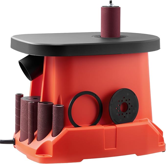 VEVOR Oscillating Spindle Sander, 2400RPM Benchtop Spindle Sander with 6 Sleeves (1/2"-3"), 5/8" Stroke, 15.6" x 11.6" Cast Iron Worktable for Furniture Finishing, Crafts Sanding, DIY Woodworking