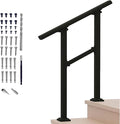 Metty Metal Hand Rails for Outdoor Steps,2-Step Stair Railing | Rustproof iron stair railing , sturdy for seniors & families.Easy to install, fits outdoor steps & yard fences