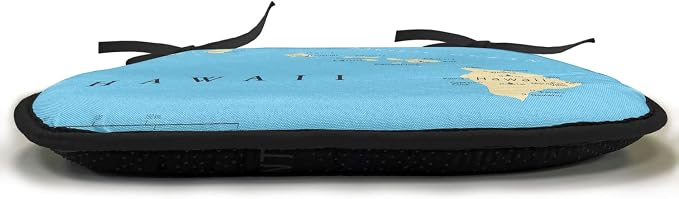 Lunarable Hawaiian Chair Cushion Pads Set of 8, Map of Hawaii Islands Capital Honolulu Borders and Important Cities, Anti-Slip Seat Padding for Kitchen & Patio, 16"x16", Blue Ivory Black