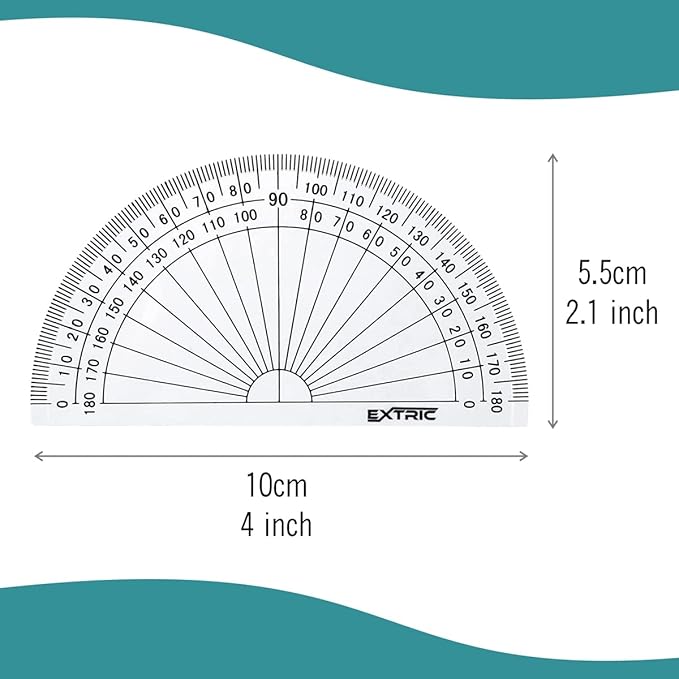 Protractor for Geometry, 4 Inch Clear Plastic Protractor for Woodworking, 2 Count Protractors for Classroom 180 Degrees, Math Protractors