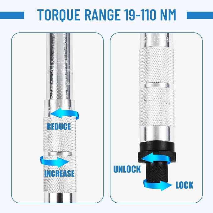 Adjustable Torque Wrench 19 to 110 Nm 43mm Open End Torque Wrench Spanner for HVAC, Car Repair, Bicycle Maintenance (Style 2)