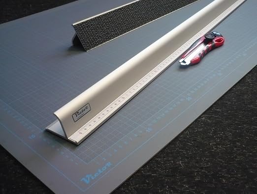 Victor 18-Inch Professional Aluminum Safety Ruler with Finger Guard Edge and Non-Slip Base – Precision Cutting Tool for Craft Projects – Durable Safety Ruler