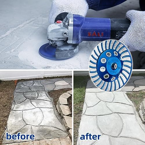 SALI 4.5 Inch 5pcs Concrete Grinding Wheels 27 Turbo Diamond Segments 5/8-11 Arbor Diamond Grinding Wheel Fit for Paint, Epoxy, Mastic Coating Removal