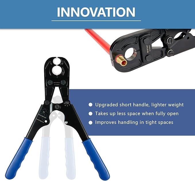 PEX Crimping Tool,1/2Inch,3/4Inch Combo Crimp Copper Rings Tool, Conforms to ASTM F1807 Standards,with Go-No-Go Gauge &Cutter(TOOL013)