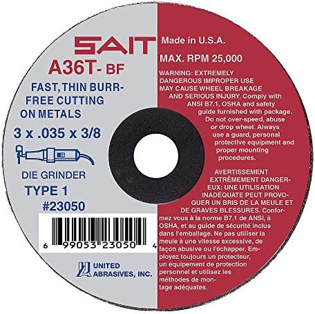 United Abrasives-Sait 23071 A36T Fast Cutting Thin High Speed Cut-Off Wheels 4" x .035" x 1/4", 100 Pack