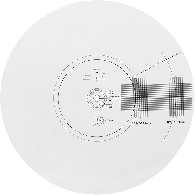 Turntable Cartridge Alignment Protractor Mat, 12 inch Acrylic Vinyl Record Mat, Anti-Slip LP Vinyl Record Pickup Calibration Plate for Turntable Accessories (Style B)