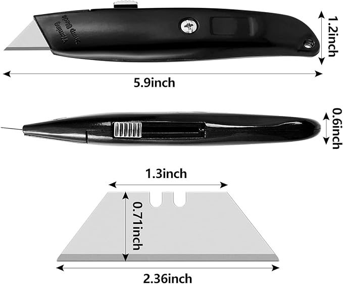 DIYSELF 2Pack Utility Knife Box Cutter Retractable Blade Heavy Duty PVC Pipe Cutter(Black)