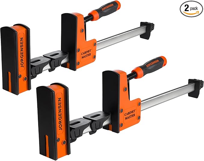 JORGENSEN 18-Inch Parallel Bar Clamp, Heavy-Duty Cabinet Master Clamp for Woodworking Glue-Up, 2200 lbs Force, Quick Release, Spreader Function, 2-Pack