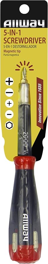 ALLWAY SD41 5-in-1 Lightweight Safety Shockproof Screwdriver with 4 Bits (Pack of 3)