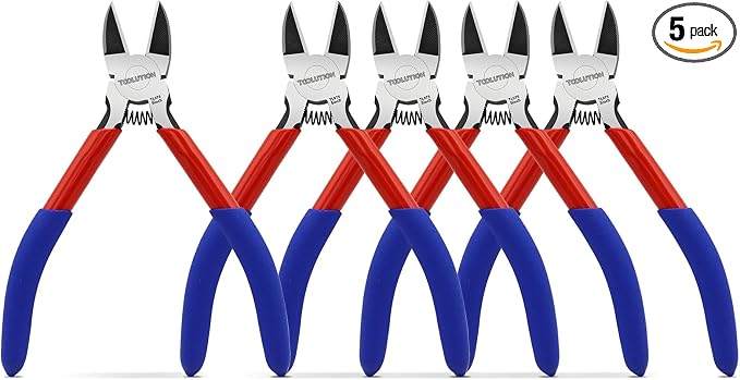 5" Small Wire Cutters - 5 Pack Side Cutter for Crafting Diagonal Cutting Pliers - Spring Loaded Wire Snips Dikes Clippers - Flush Cutters for Jewelry Making Artificial Flowers