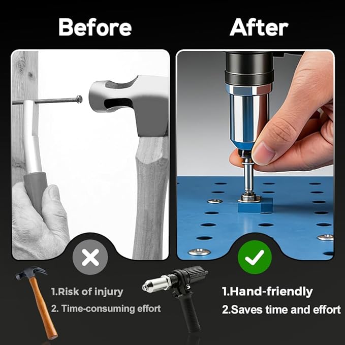 Professional Electric Rivet Gun Adapter Kit, 2026 New Pop Rivet Gun Adapter Kit, Rivet Drill Attachment, Cordless Electric Drill Riveter Insert Nut Tool, Cordless Power Drill Adaptor Kit (1 set)