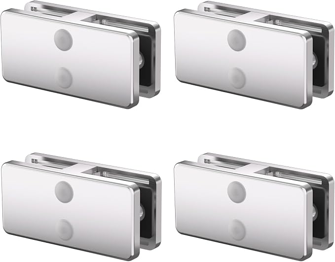 Railing Glass Clamp, 4 Pack Stainless Steel 304 Adjustable 180° Clips for Frameless Railing, Staircase, Balcony, Corner Brackets, Glass Holder Perfect for Balusters, and Railing Systems