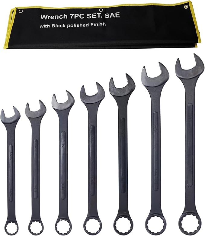 7PC Jumbo Combination Wrench Set, SAE, 1-5/16"-2", Extra Large Wrenches | 1-5/16",1-3/8", 1-1/2", 1-5/8", 1-3/4", 1-7/8", 2 inch, Extra Large Combination Wrench Sets with Pouch (7PC-SAE)