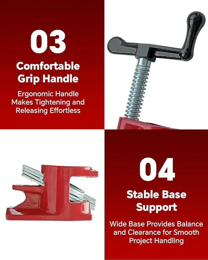 ATPEAM Wood Gluing Pipe Clamp Set | 8 Pack Heavy Duty Cast Iron Quick Release Pipe Clamps for Woodworking (8, 3/4")