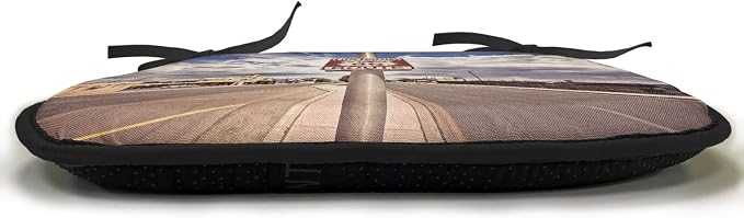 Lunarable Americana Chair Cushion Pads Set 12, Historic New Mexico U.S 66 Route Sign Roadway Driving Roadside Scenery, Anti-Slip Seat Padding for Kitchen & Patio, 16"x16", Multicolor Dust Blue