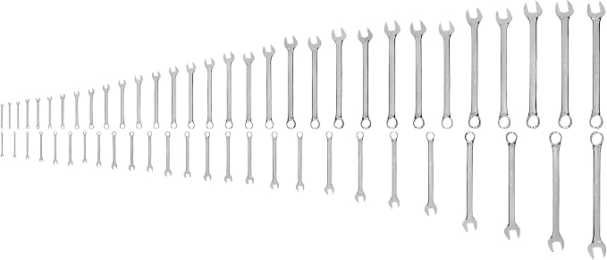 TEKTON Combination Wrench Set, 58-Piece | WCB90309 | (1/4 - 2 in., 6 - 50 mm, Common Sizes), Chrome Finish