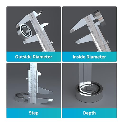 Caliper Vernier Caliper Carbon Steel 0-8Inch/Metric Range 0.05/0.0078" Resolution Dual Reading Scale Metric Calipers Caliper Measuring Tool with 0mm-200mm Range 0-8L DRINYOUNG 303-007