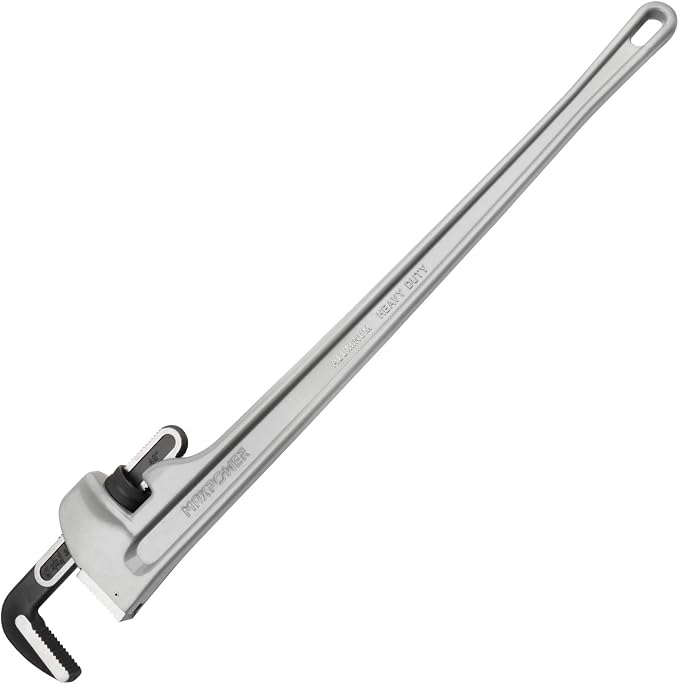 MAXPOWER 48-inch Pipe Wrench, 6.1" Jaw Opening, Large Plumbing Wrench | Aluminum Straight Heavy Duty Pipe Wrench