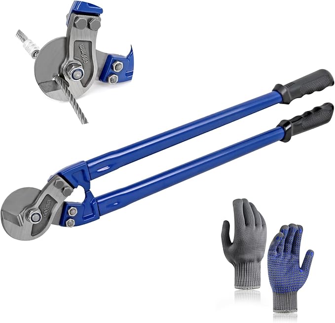24” Heavy Duty Wire Rope Cutter,Steel Wire Cutters w/Ergonomic Handle Design, Hardened Cable Cutter Cuts Up to 13/32" for Wire rope, Stainless Steel Wire, Copper and Aluminium Cables