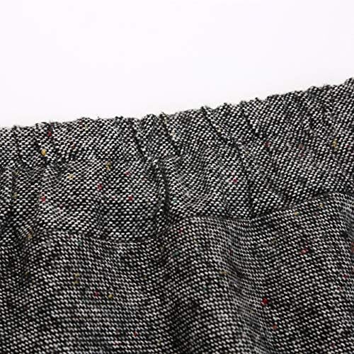 IDEALSANXUN Womens Plaid Wool Skirts Elastic Waist A-Line Pleated Tartan Long Skirts