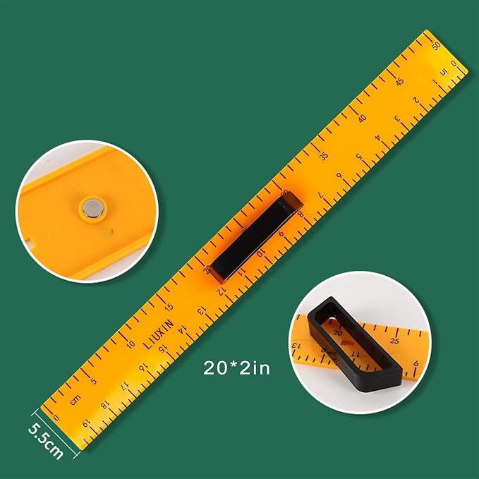 Magnetic Geometry Set on Whiteboard Math Classroom Large Protractor Triangle Ruler Plate Set Compass Drawing Tools for Teacher (4 Pieces)