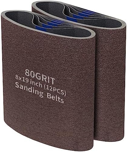 12 Packs 8 x 19 inch 80 Grit Cloth Floor Sanding Belts Ideal for Sanding Commercial and Residential Flooring