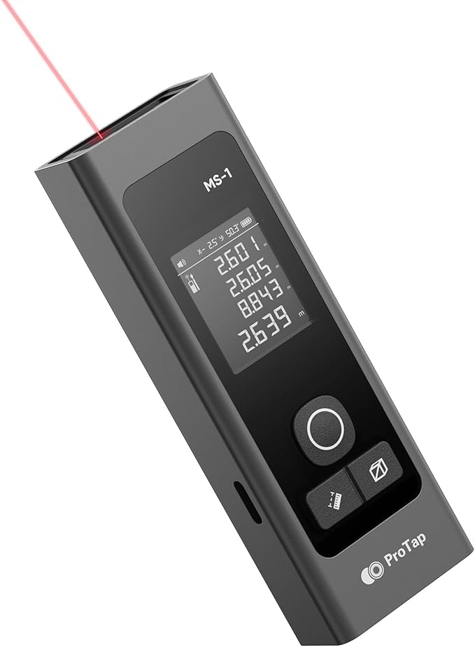 Laser Measure - 393 FT Laser Distance Meters, Type-C Rechargeable Laser Measuring Tool- Area/Volume/Pythagorean for Construction, Tiling, DIY with 1.4" Black LCD