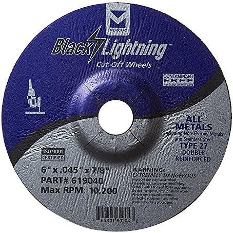 Mercer Industries 619040 Type 27 Depressed Center Double Reinforced Cut-Off Wheel, All Metals Cutting, including SS, 25 Pack, 6" x .045" x 7/8"