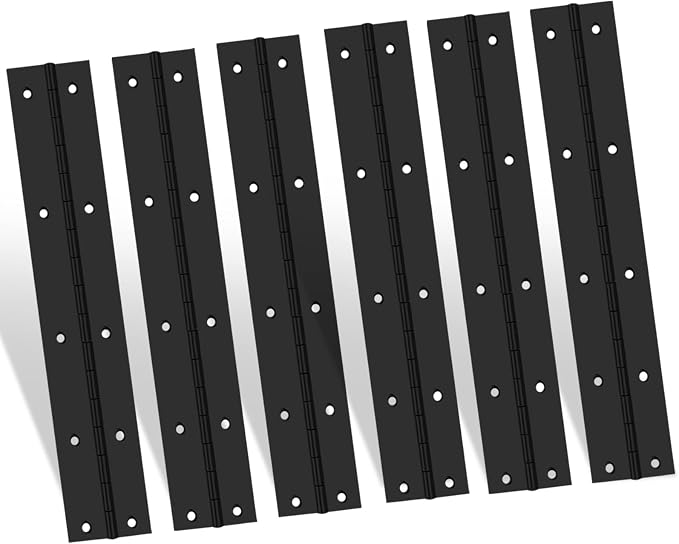 EPHECH 6Inch Black Continuous & Piano Hinge, 6PCS Heavy Duty Stainless Steel 304 Continuous Hinges Piano Boat Hinges, 0.04" Thickness Folding Cabinet Door Butt Hinge